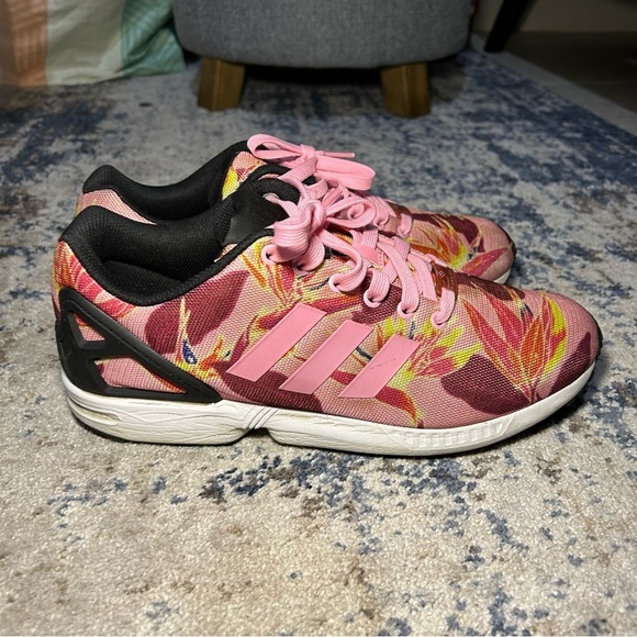 Adidas Torsion Zx Flux Light Pink Multi-Colored Floral Size 10 - Picture 2 of 10
